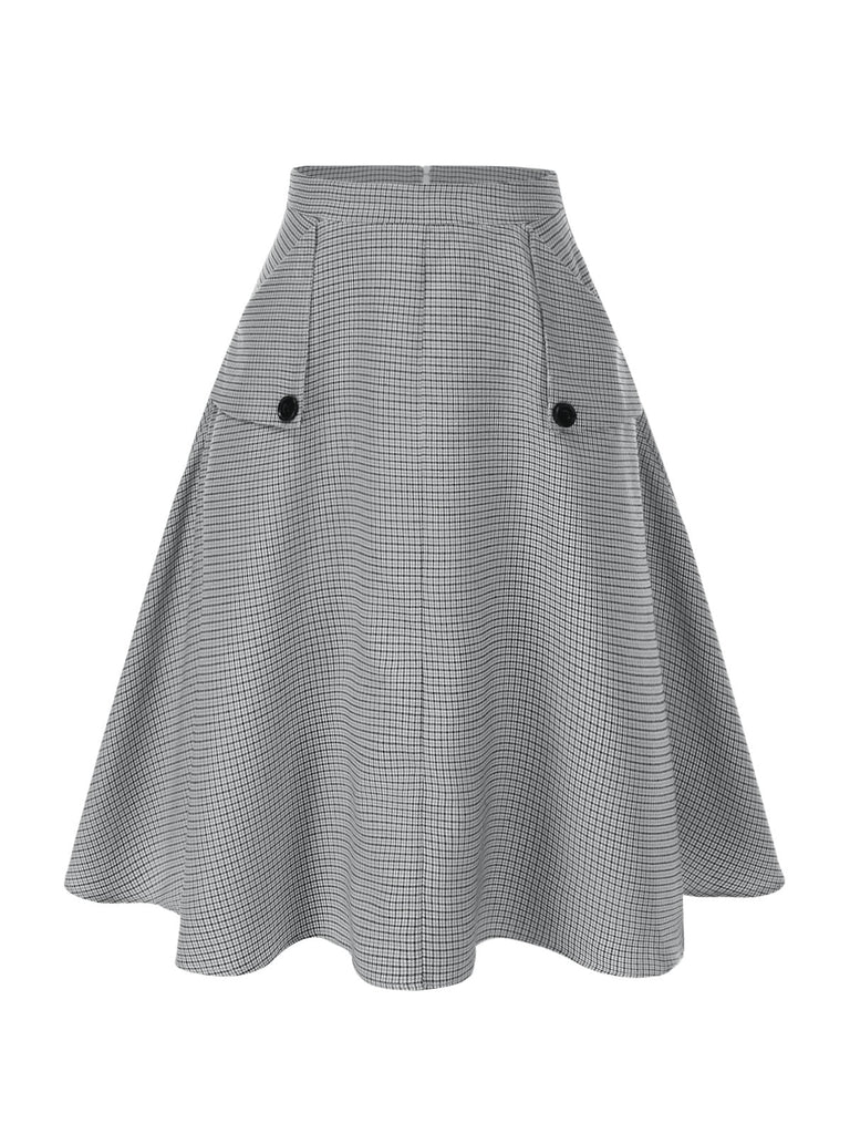 [Prévente] Jupe à carreaux taille haute avec poches années 1950