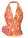 Haut dos nu fleuri hippie orange des années 1960