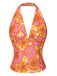 Haut dos nu fleuri hippie orange des années 1960