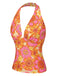 Haut dos nu fleuri hippie orange des années 1960