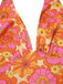 Haut dos nu fleuri hippie orange des années 1960