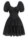 Robe corset bouffante noire en maille creuse des années 1950