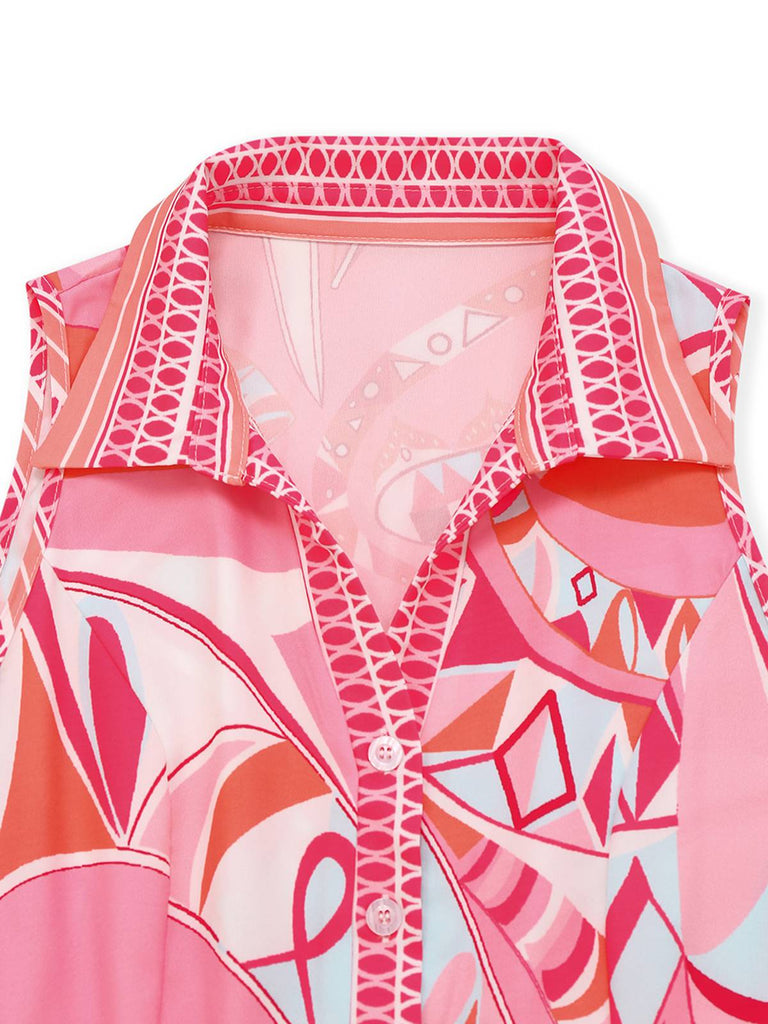 Combinaison bohème rose à revers et ceinture des années 1930