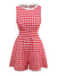 Combishort en coton et dentelle à carreaux vichy des années 1950