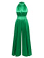 Combinaison large verte à col montant en satin années 1930