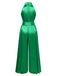 Combinaison large verte à col montant en satin années 1930