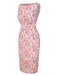 [Prévente] Robe moulante rose fleurie à col bateau années 1960
