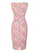 [Prévente] Robe moulante rose fleurie à col bateau années 1960