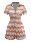 Combishort revers multicolore style bohème motifs d'arbres des années 1970