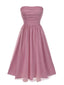 Robe bandeau en maille froncée unie rose foncé des années 1950