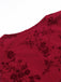 Robe en maille fleurie col v rouge vin des années 1930
