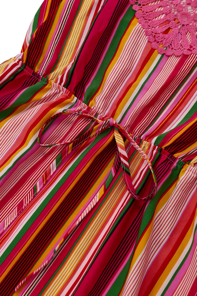 Robe multicolore à rayures arc-en-ciel patchwork nnées 1970