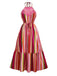 Robe multicolore à rayures arc-en-ciel patchwork nnées 1970