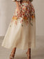 Jupe beige maille fleurie patchwork des années 1940