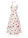 [Prévente] Robe blanche à volants et bretelles fleurie avec foulard des années 1930