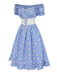 Robe bleue à carreaux épaules dénudées années 1950