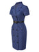 [Prévente] Robe bleue en pur coton à revers années 1960