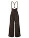 Pantalon à bretelles marron foncé à bretelles boutonné années 1950