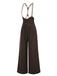 Pantalon à bretelles marron foncé à bretelles boutonné années 1950