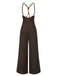 Pantalon à bretelles marron foncé à bretelles boutonné années 1950