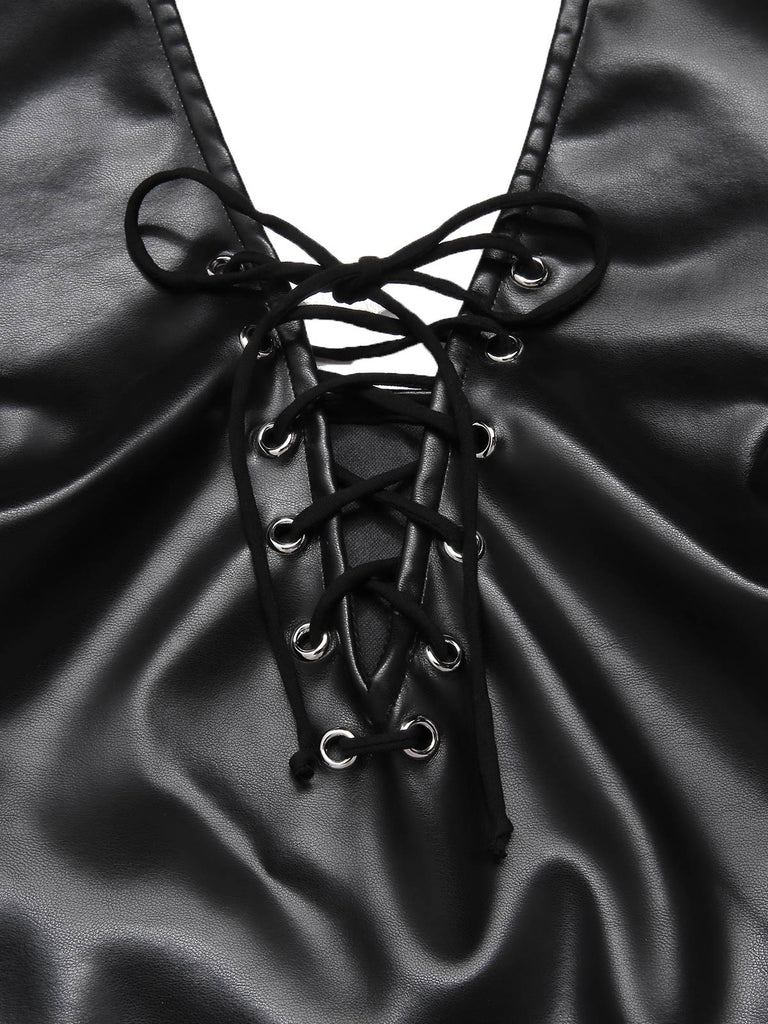 [Prévente] Robe graffiti en cuir steampunk des années 1980