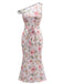 [Prévente] Robe sirène beige col oblique fleurs peint des années 1930