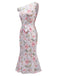 [Prévente] Robe sirène beige col oblique fleurs peint des années 1930