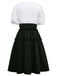 [Prévente] [Grande taille] Robe verte en coton brodée col V et fleurs des années 1950