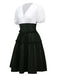 [Prévente] [Grande taille] Robe verte en coton brodée col V et fleurs des années 1950