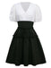 [Prévente] [Grande taille] Robe verte en coton brodée col V et fleurs des années 1950