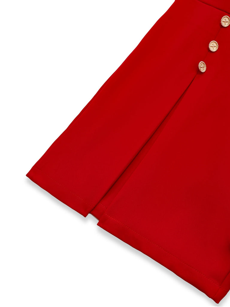 [Prévente] Combishort croisée rouge unie à col en V des années 1950