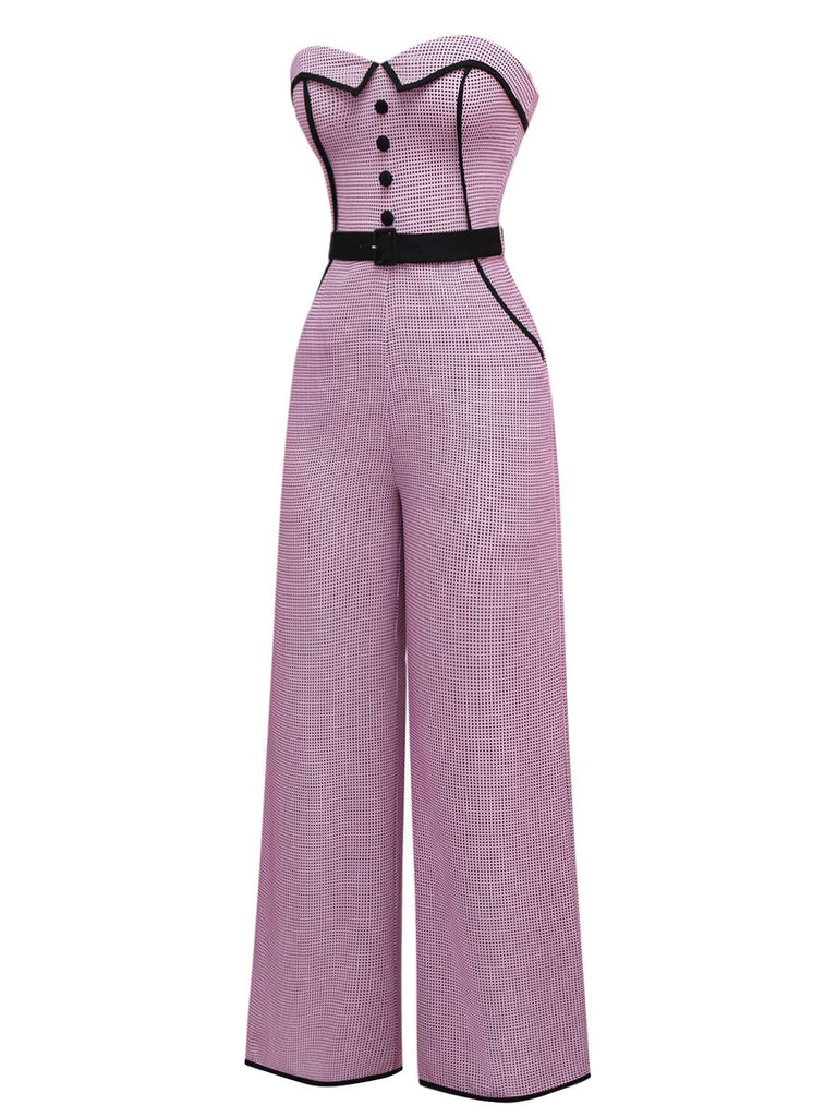 [Prévente] Combinaison rose bustier à pois et carreaux années 1930