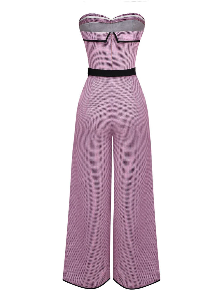 [Prévente] Combinaison rose bustier à pois et carreaux années 1930