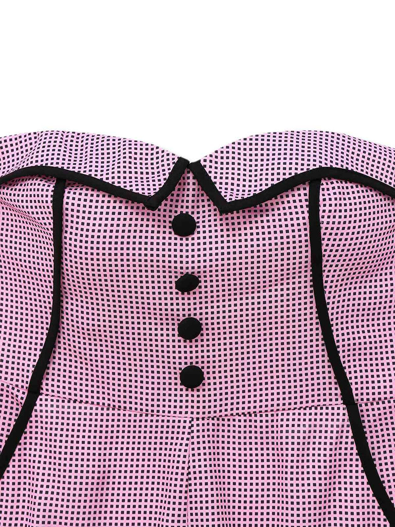 [Prévente] Combinaison rose bustier à pois et carreaux années 1930