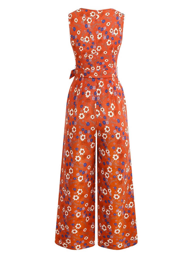 Combinaison fleurs en coton sans manches années 1950