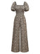 Combinaison marron à fleurs à manches bouffantes années 1930
