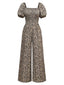 Combinaison marron à fleurs à manches bouffantes années 1930