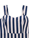 Combinaison bleue à rayures verticales et palmiers des années 1930