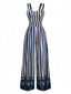 Combinaison bleue à rayures verticales et palmiers des années 1930