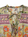 Robe verte à fleurs style bohème années 1970