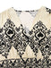 Robe abricot manches mancheron col V imprimé piques années 1970