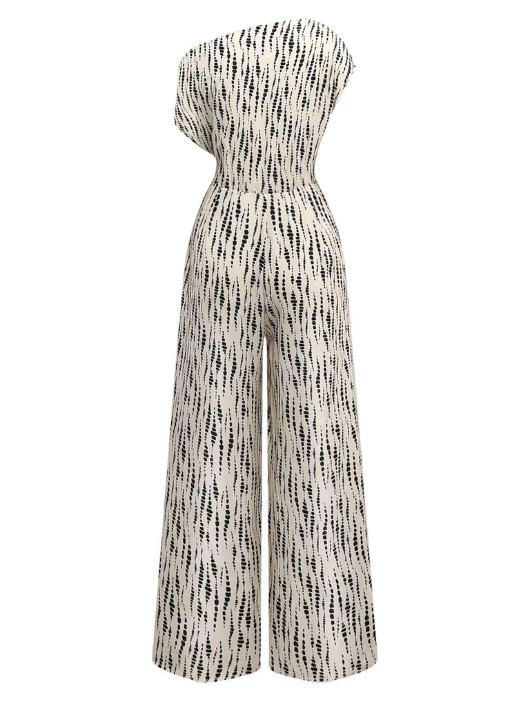 Combinaison blanche à col oblique et taches d'encre années 1940