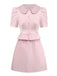 2PCS Chemisier et jupe à rayures et col Claudine années 1960