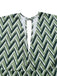 Combinaison pattes d'éléphant verte chevrons bohème col en V profond des années 1970