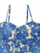 Robe bleue à bretelles motif floral des années 1940