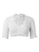 Haut court blanc uni en dentelle florale à col en V des années 1950