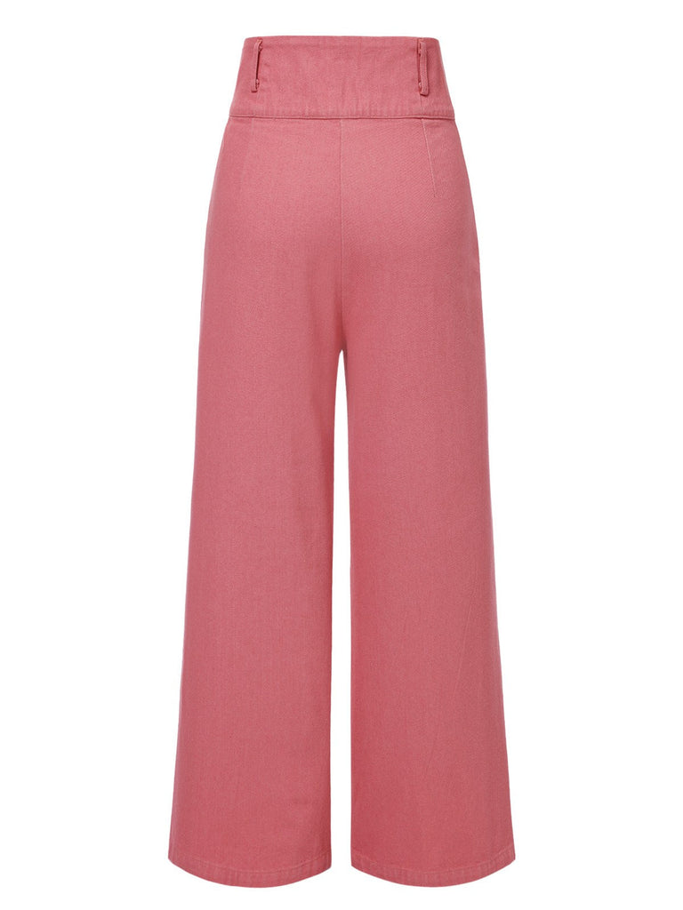 [Prévente] 2PCS chemisie tulipe rose et pantalon à boutons années 50