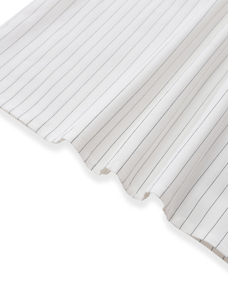 [Prévente] 2PCS Chemisier blanche à rayures et jupe sirène grise années 40
