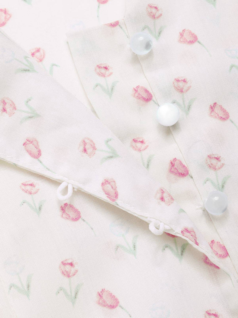 [Prévente] 2PCS chemisie tulipe rose et pantalon à boutons années 50