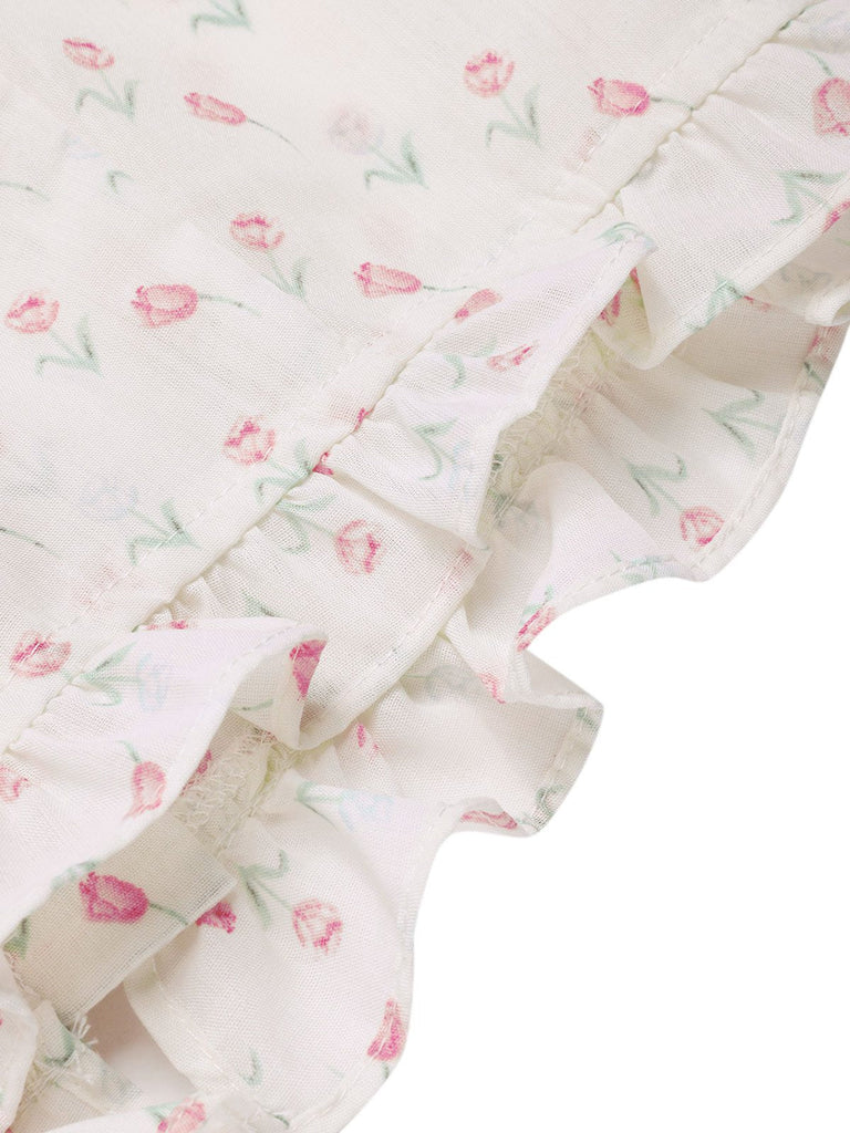 [Prévente] 2PCS chemisie tulipe rose et pantalon à boutons années 50